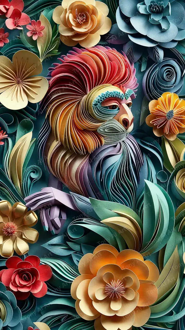 Sư Tử Hoa 3D - Hình Nền AI Art Luxury 4K