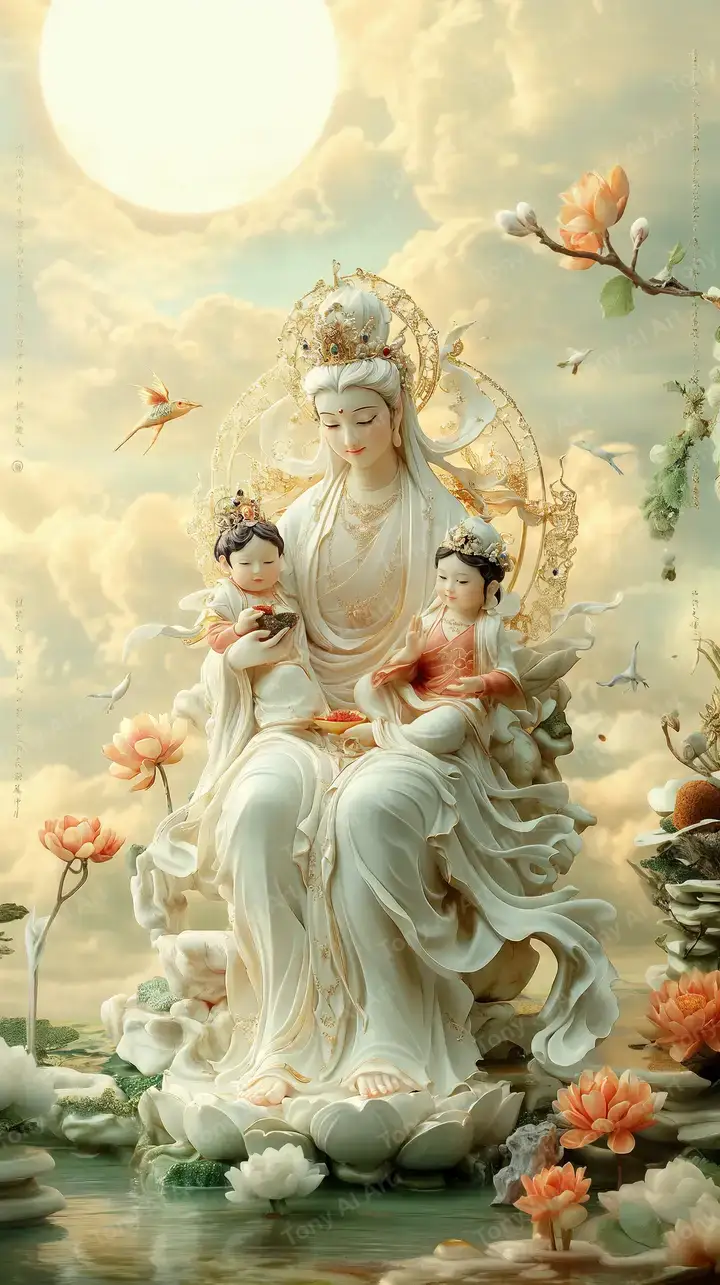 Quan Âm Thanh Thoát - Hình Nền AI Art Phong Thủy 4K