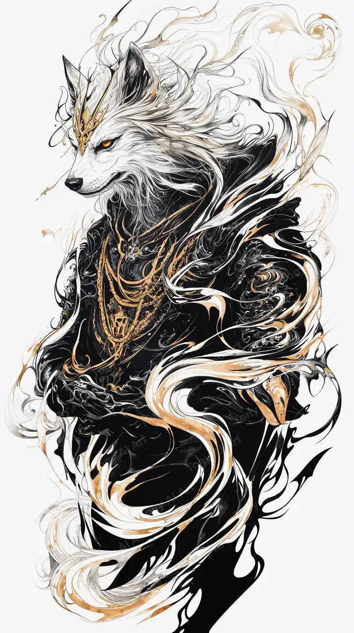 Sói Thiêng Phong Thủy - Hình Nền AI Art Cosmic 4K