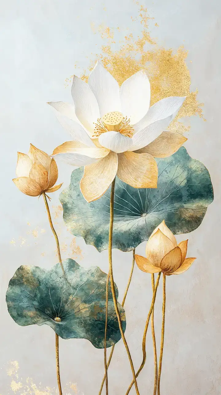 Hoa Sen Trắng Watercolor - Hình Nền AI Art 4K