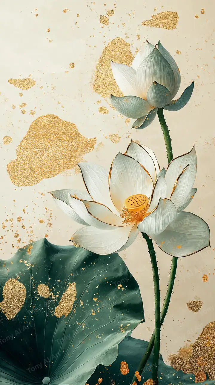 Hoa Sen Vàng - Hình Nền AI Art Tôn Giáo 4K