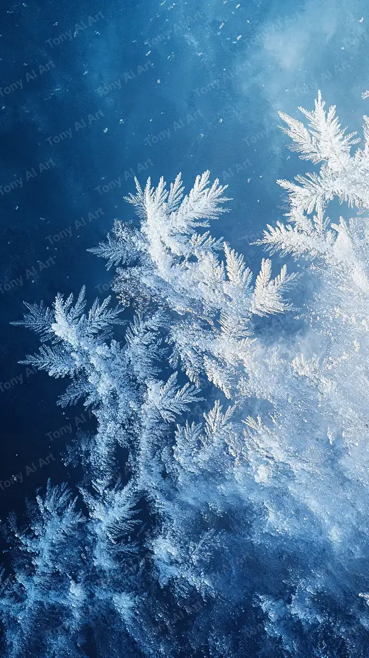 Tinh Thể Đông Lạnh - Hình Nền AI Art Xanh Lam 4K