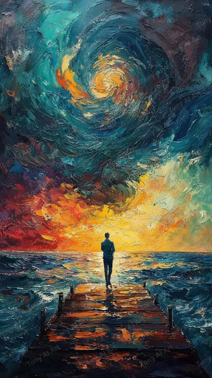 Người Đứng Bờ Biển - Cosmic Art AI 4K | Hình Nền Mơ Mộng