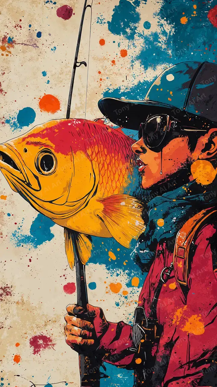 Cá Vàng Pop Art Neon - Hình Nền AI Art 4K