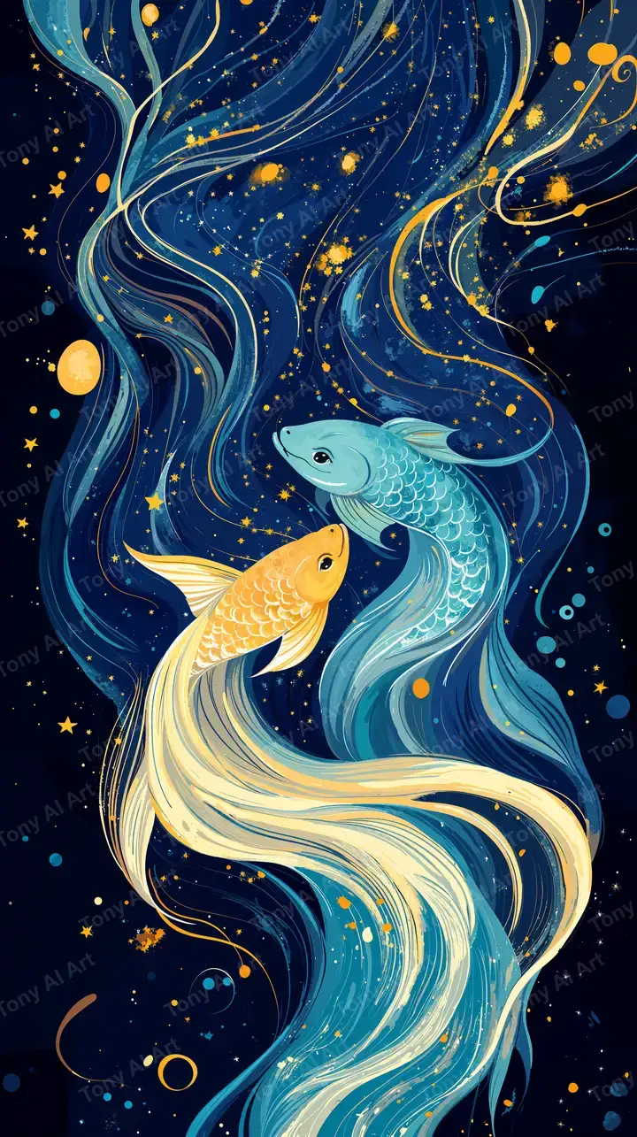 Cá Chép Vàng Vũ Trụ - Hình Nền AI Art 4K Neon Glow