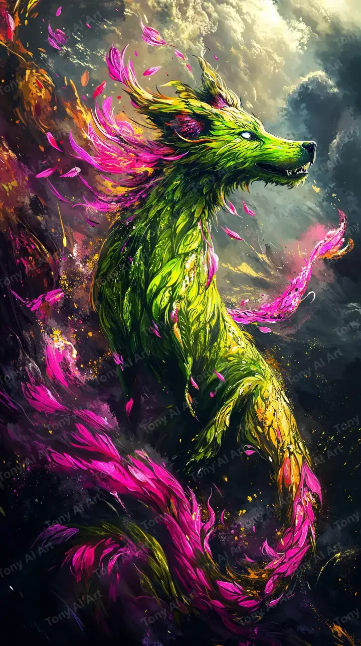 Nai Neon Cosmic - Hình Nền AI Art 4K