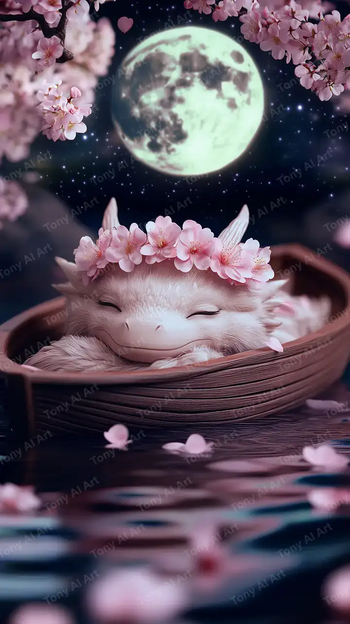 Chú Mèo Trắng Trăng Sáng - Hình Nền Fantasy AI Art 4K