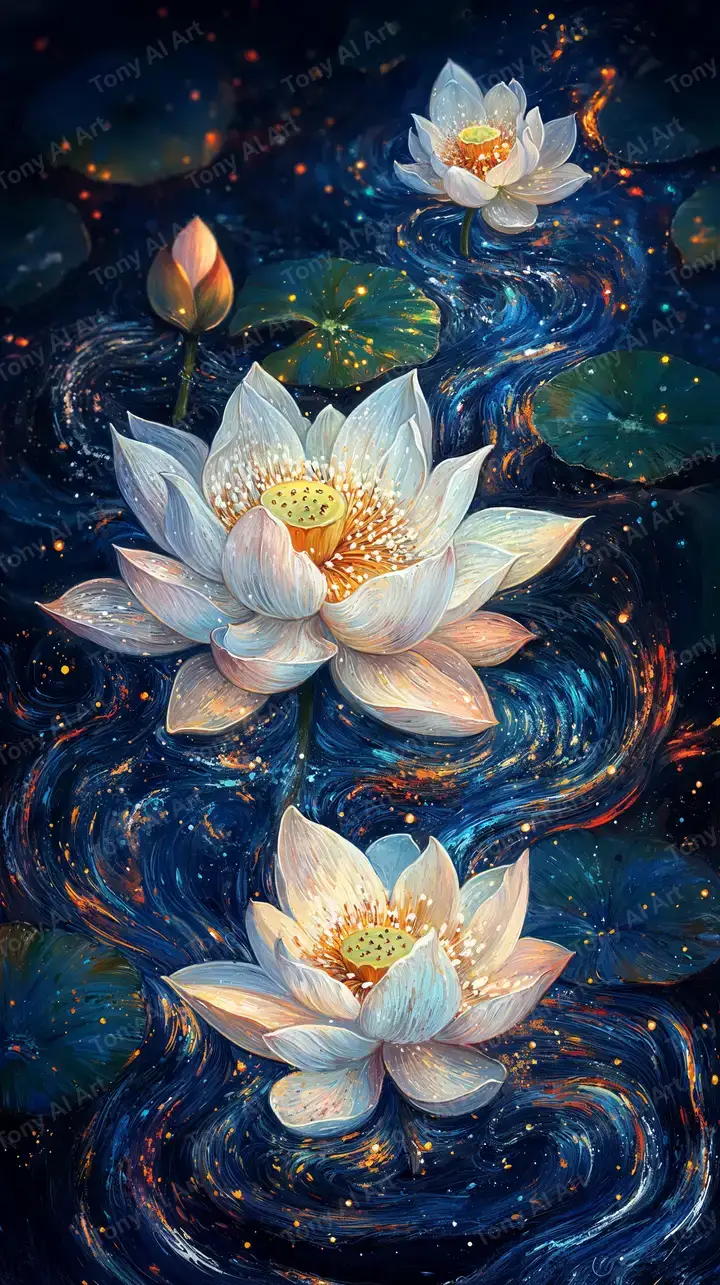 Hoa Sen Phong Thủy - Hình Nền AI Art 4K Cosmic