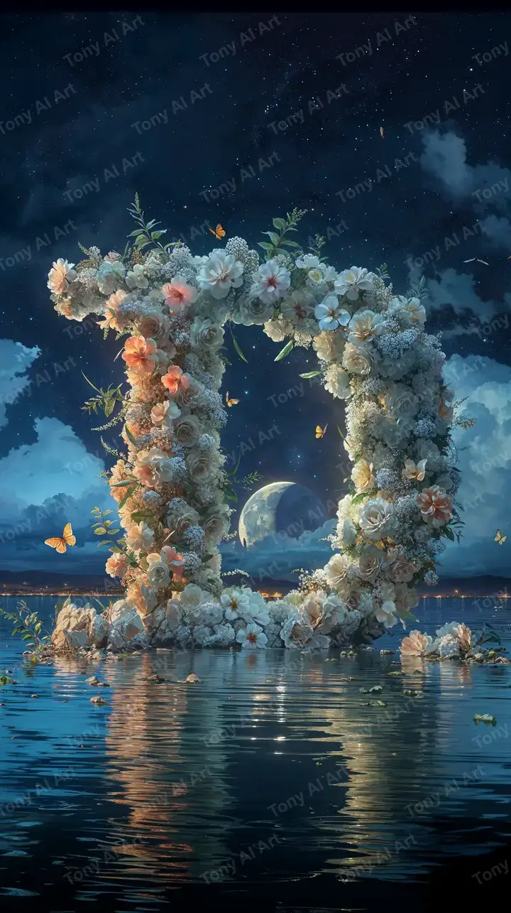 Cổng Hoa Kỳ Ảo - Bướm Vũ Trụ Đêm Đầy Sao - Hình Nền AI Art 4K