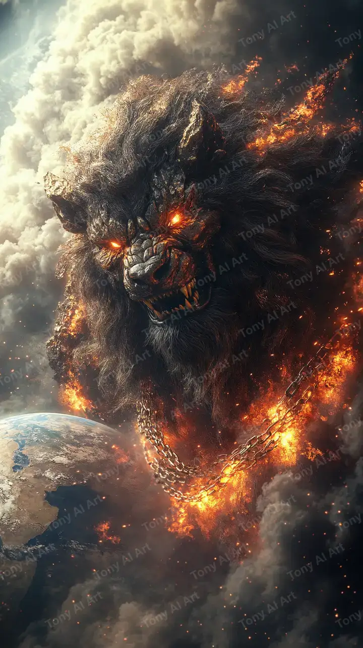 Ác Quỷ Lửa Vũ Trụ - Hình Nền AI Art Dark Fantasy 4K