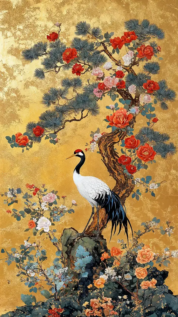 Chim Cần Mô Phong Thủy - Hình Nền AI Art Cổ Điển 4K