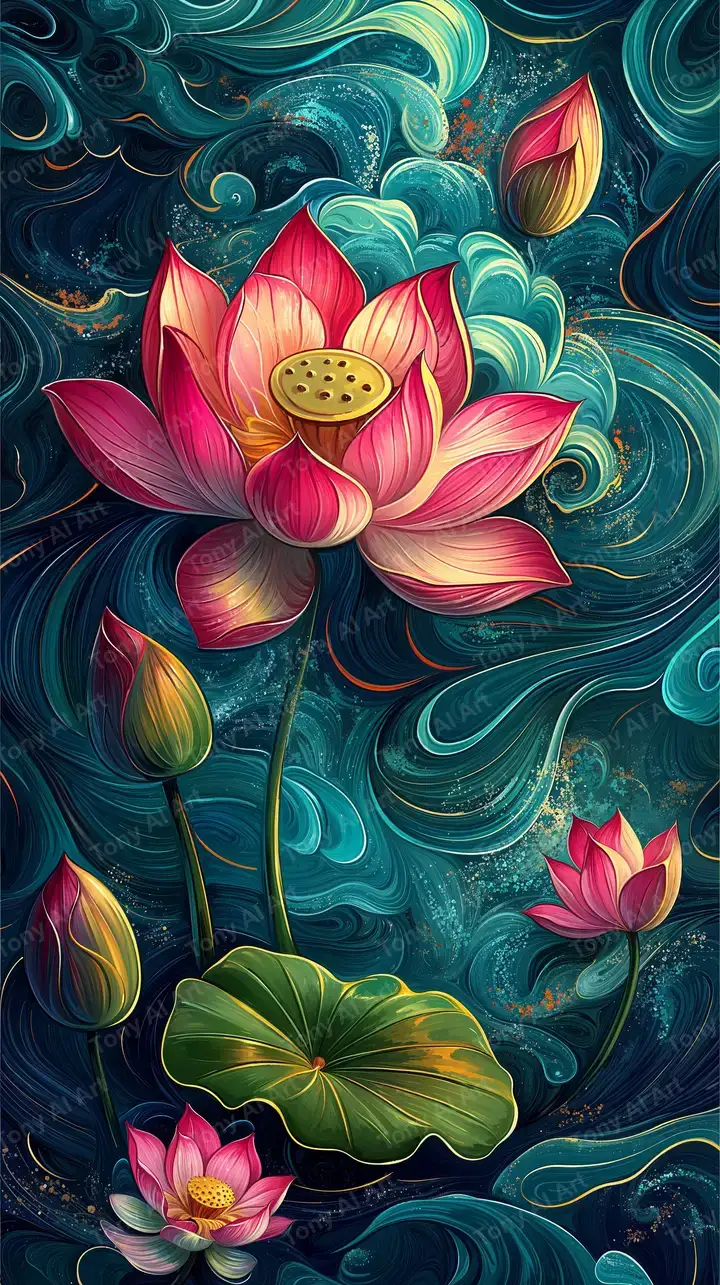 Hoa Sen Linh Thiêng - Hình Nền AI Art 4K Phong Thủy