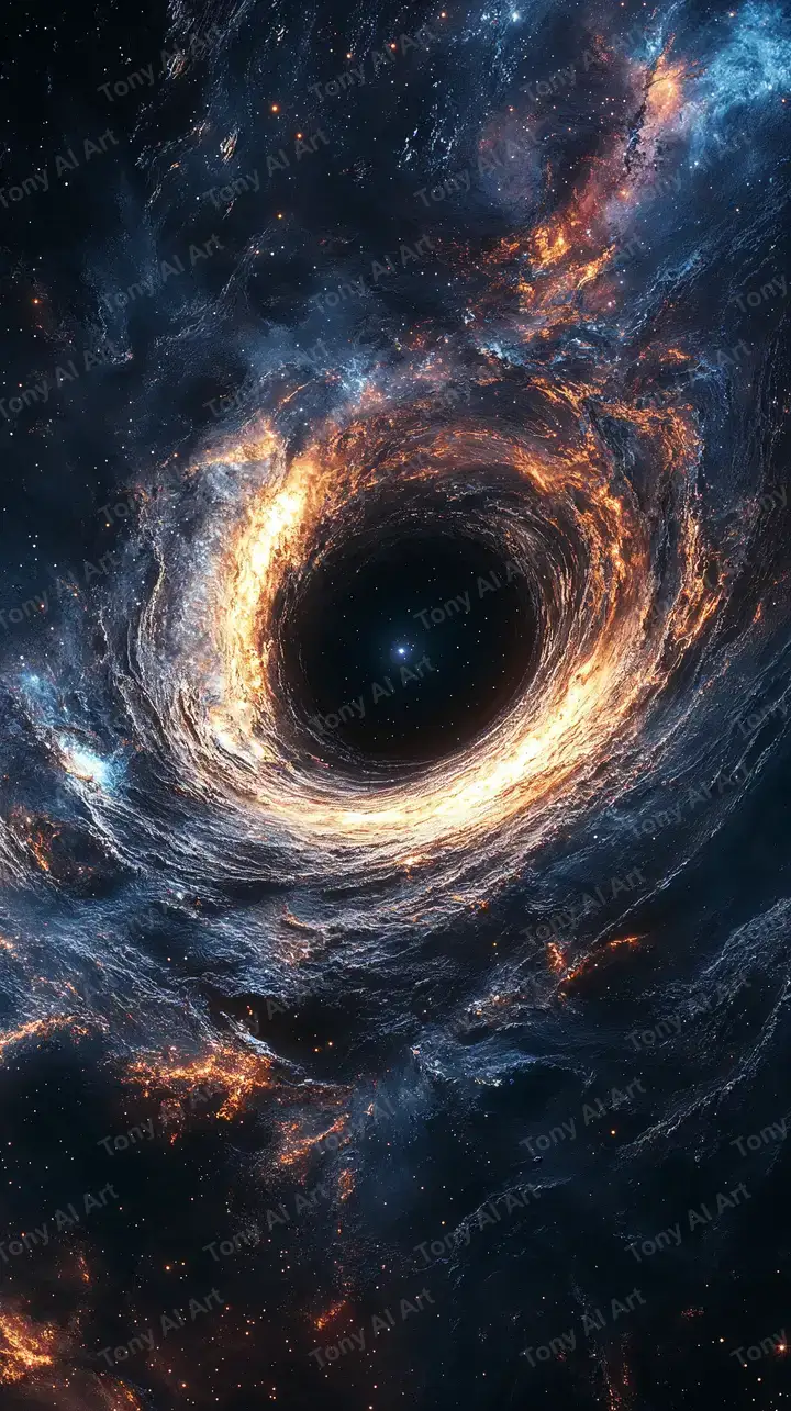 Vortex Vàng Neon Vũ Trụ - Hình Nền AI Art 4K