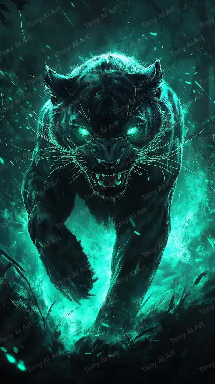 Hổ Neon Cyberpunk - Hình Nền AI Art 4K