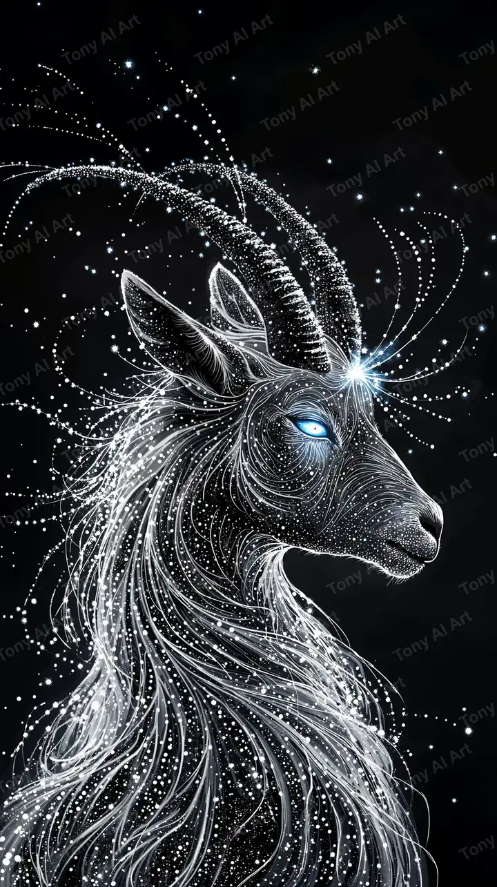 Dê Vàng Cosmic - Hình Nền AI Art 4K Phong Thủy