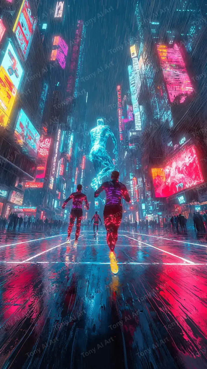 Cyberpunk Thành Phố Neon - Hình Nền AI Art 4K