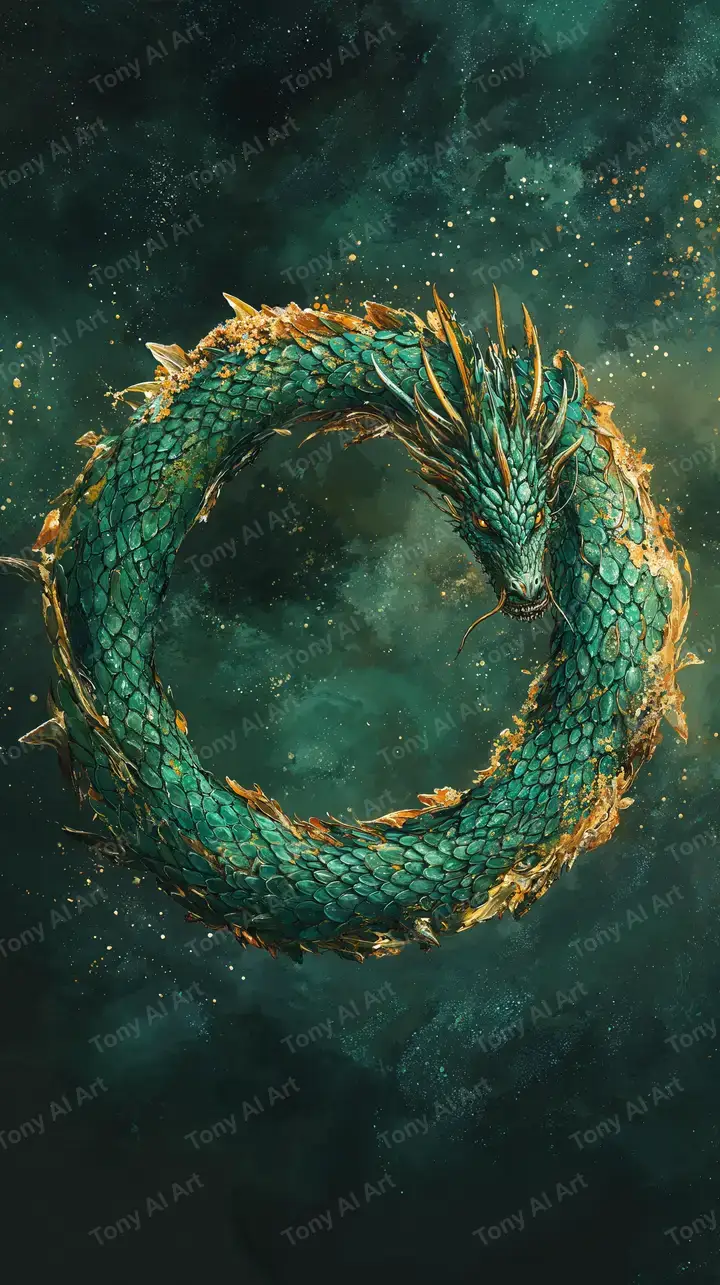 Rồng Ngọc Phong Thủy - Hình Nền AI Art 4K Cosmic
