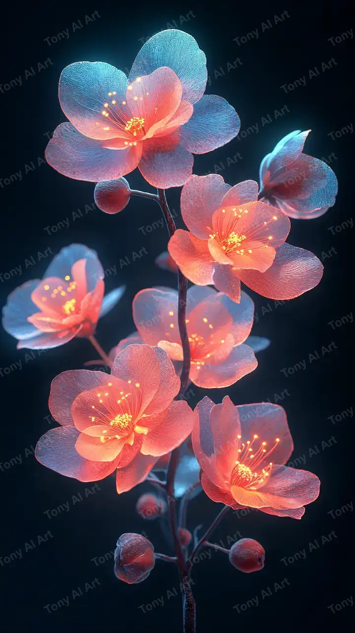 Hoa Sen Neon Glow - Hình Nền AI Art 4K Huyền Bí