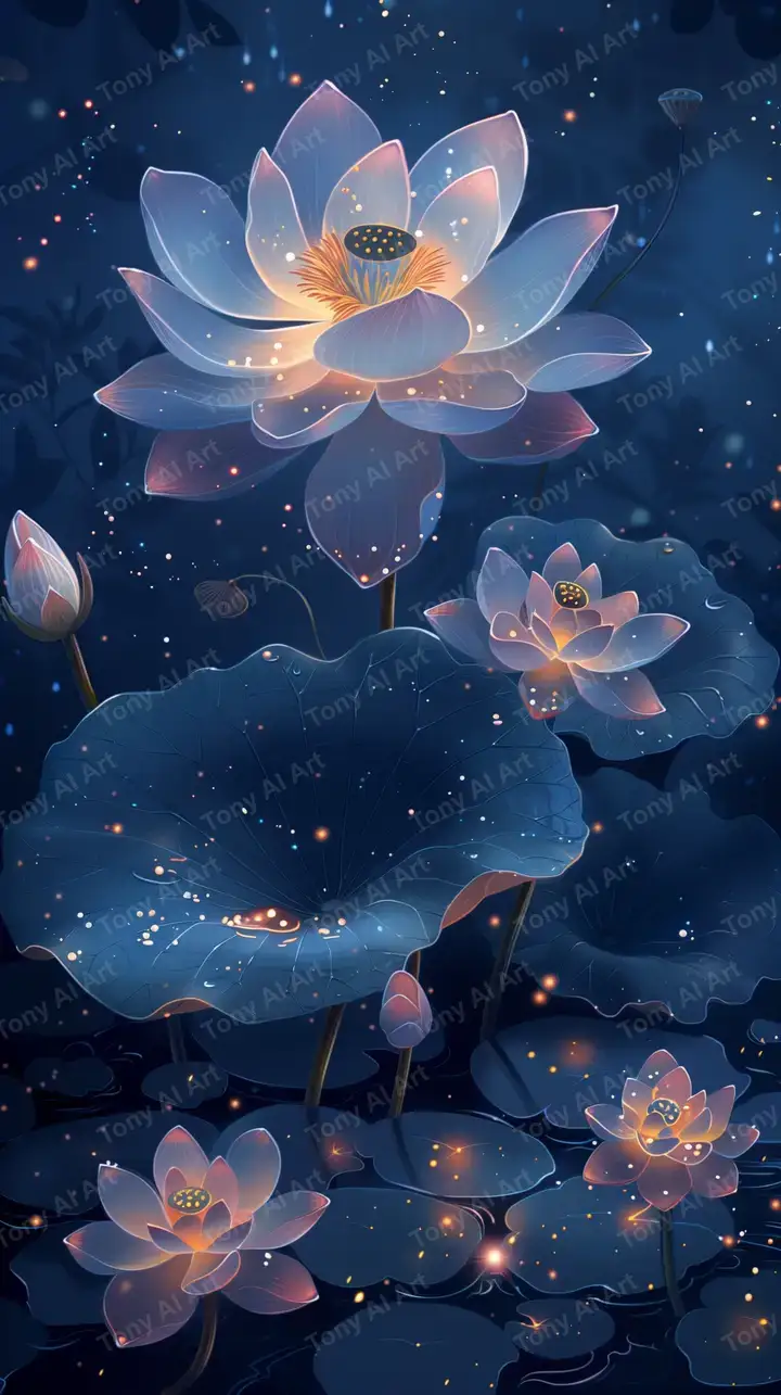 Hoa Sen Neon Vũ Trụ - Hình Nền AI Art 4K