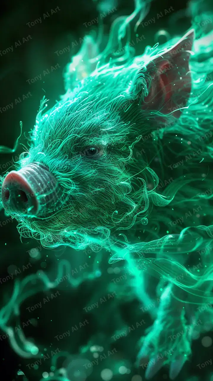 Rồng Neon Xanh Lục - Hình Nền AI Art Phong Thủy 4K