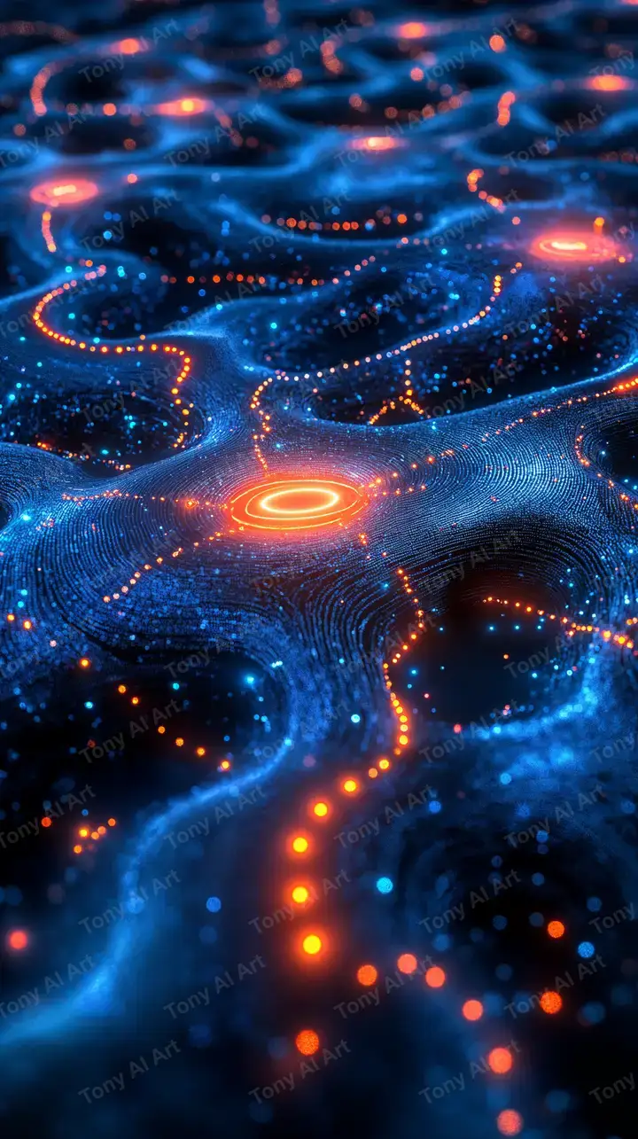 Mạng Lưới Công Nghệ Neon - Hình Nền AI Art 4K