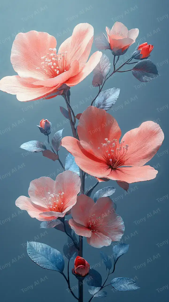 Hoa Phúc Kiến Coral Gradient - Hình Nền AI Art Thanh Bình