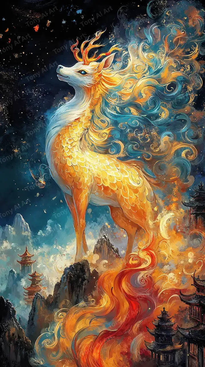 Mân Lộc Cosmic Neon - Hình Nền AI Art Phong Thủy 4K