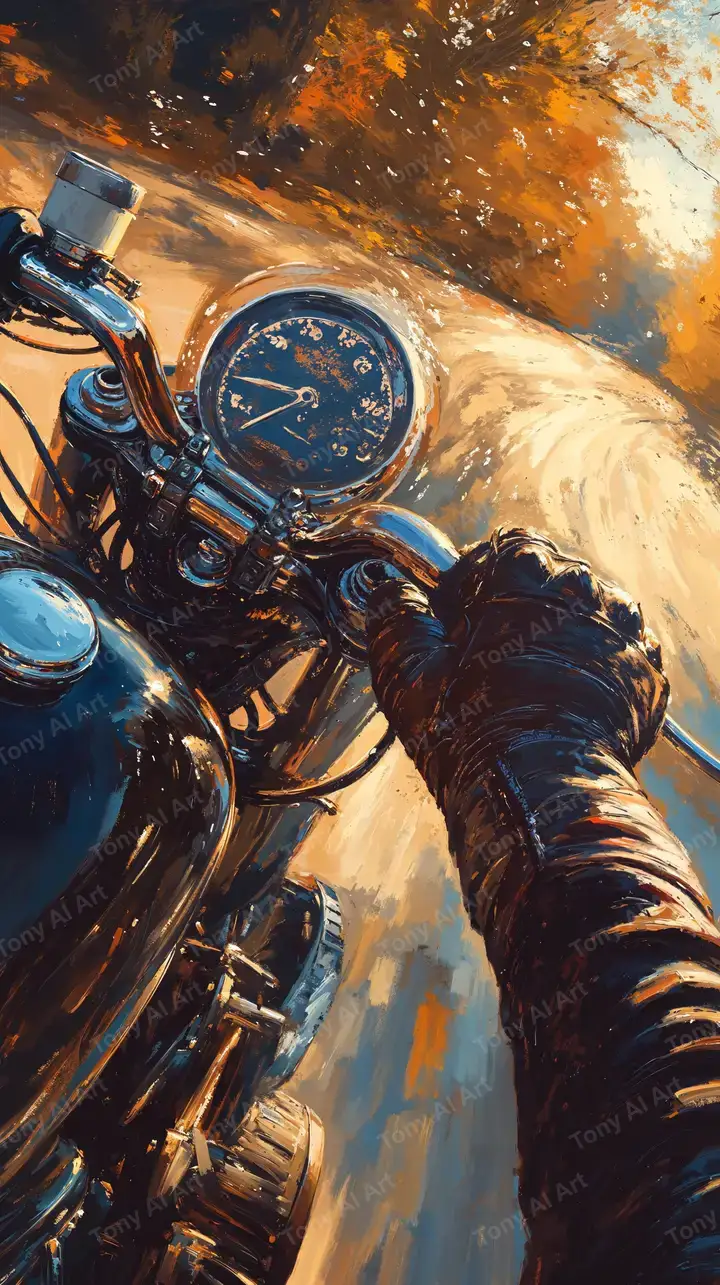 Xe Máy Vintage Hoàng Hôn - Hình Nền AI Art 4K