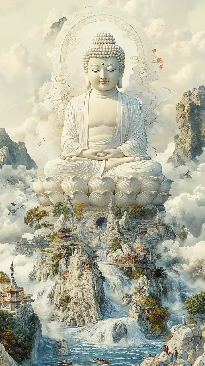 Phật Tôn Thiên Đường Mây - Hình Nền AI Art 4K