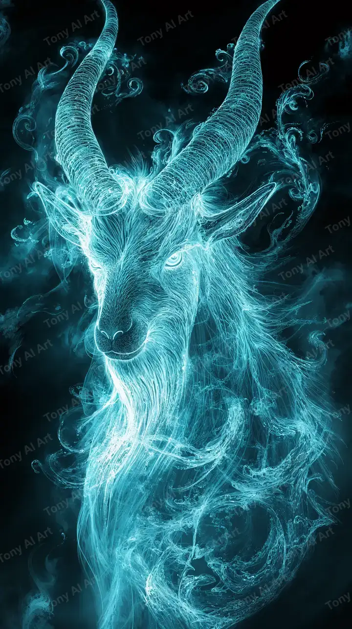 Dê Vàng Cosmic Neon - Hình Nền AI Art 4K