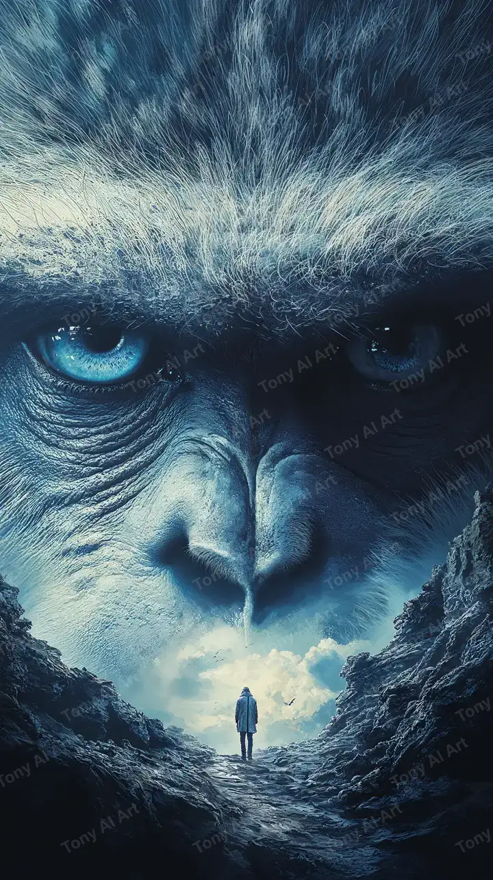 Khỉ Mắt Xanh Siêu Thực - Hình Nền AI Art 4K