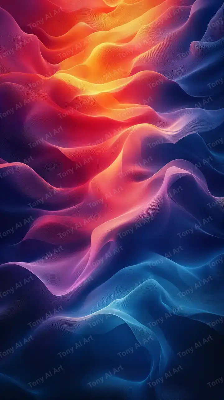 Gradient Neon Lượng Sóng - Hình Nền AI Art Cosmic