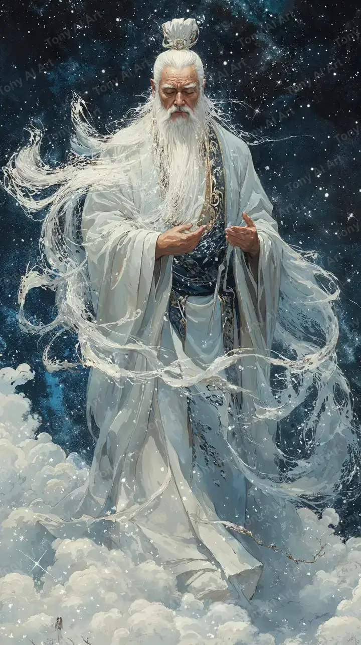 Thần Thoại Trắng - Hình Nền AI Art Cosmic 4K