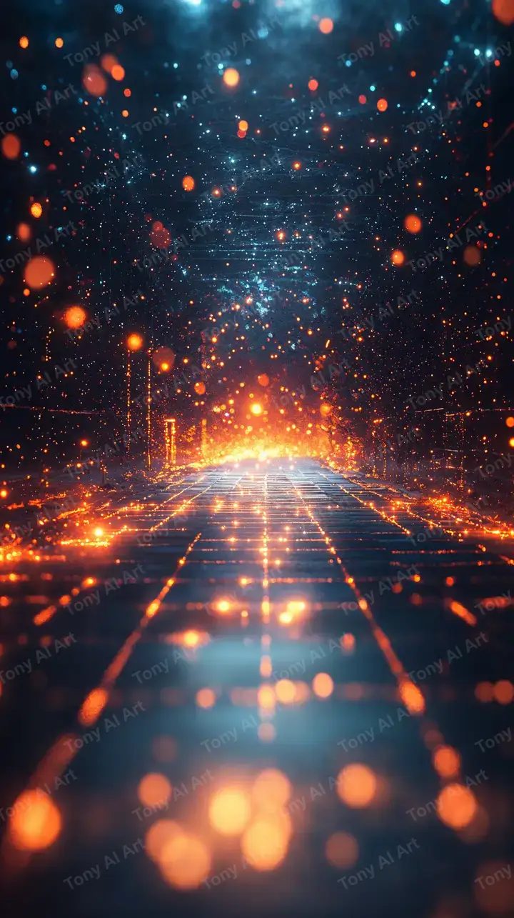 Con Đường Công Nghệ Neon - AI Art Wallpaper 4K