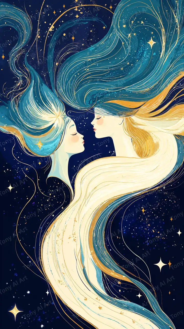 Nữ Thần Vũ Trụ - Hình Nền AI Art Lục Lam Vàng 4K