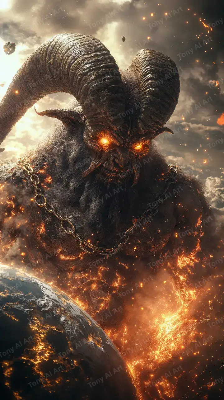 Quỷ Lửa Huyền Bí - Hình Nền AI Art 4K Cosmic