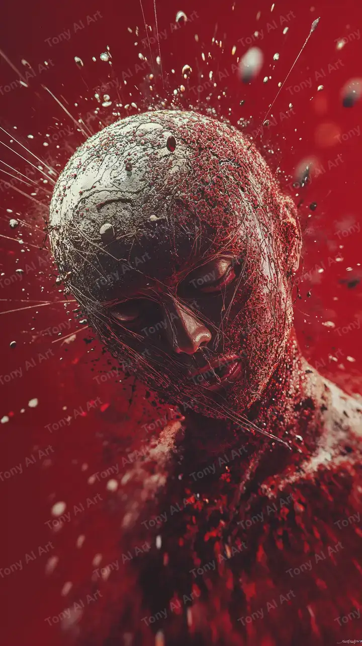Đầu Người Tan Rã - Hình Nền Abstract AI Art Cosmic 4K