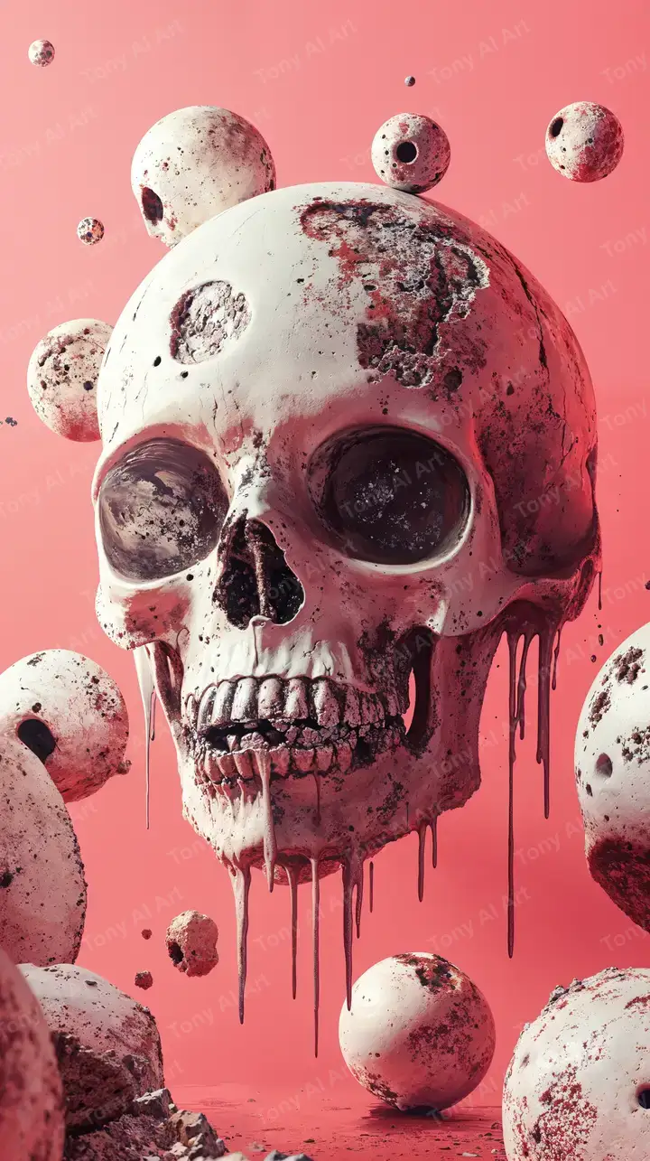 Xương Sọ Hồng Siêu Thực - Hình Nền AI Art Darkwave 4K
