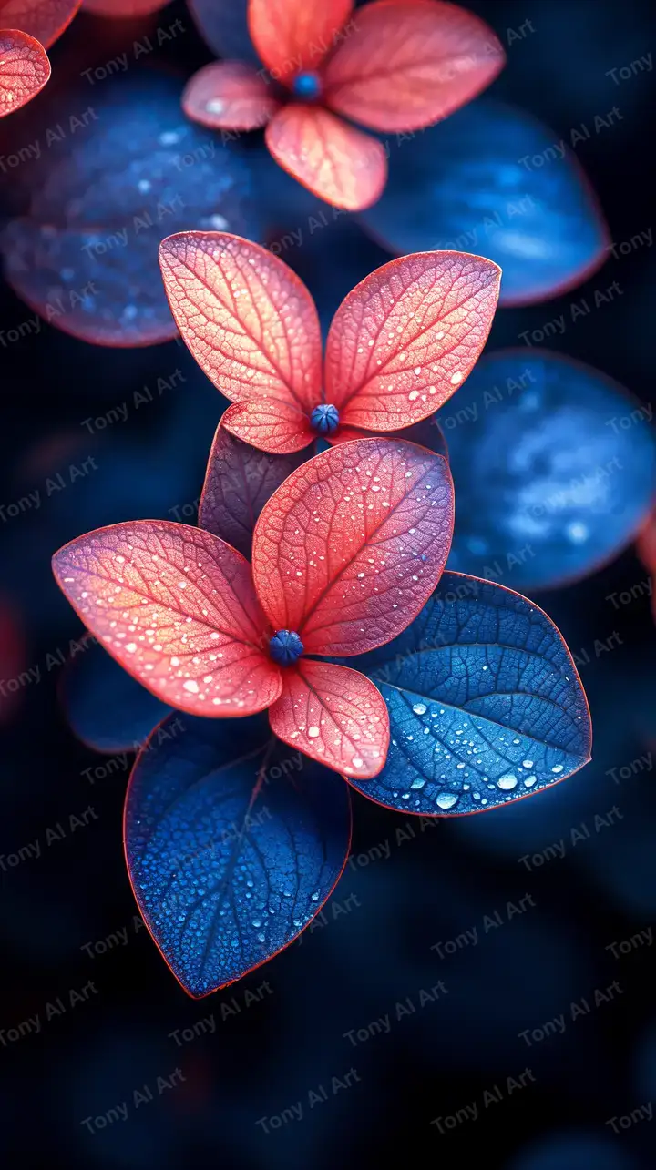 Hoa Coral Sapphire Neon Glow - Hình Nền AI Art 4K