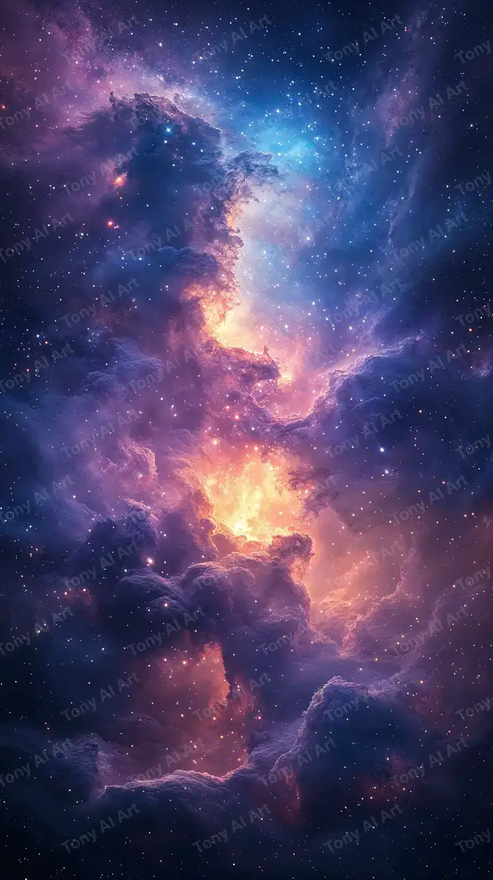 Vũ Trụ Huyền Bí - Đám Mây Sáng Cosmic | Hình Nền AI Art 4K