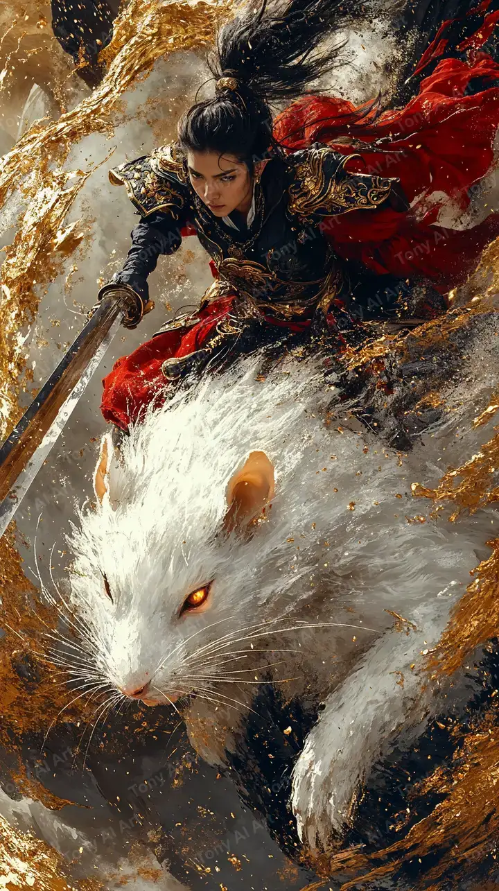 Chuột Trắng Thần Thái - Cô Gái Chiến Binh Neon Cosmic 4K