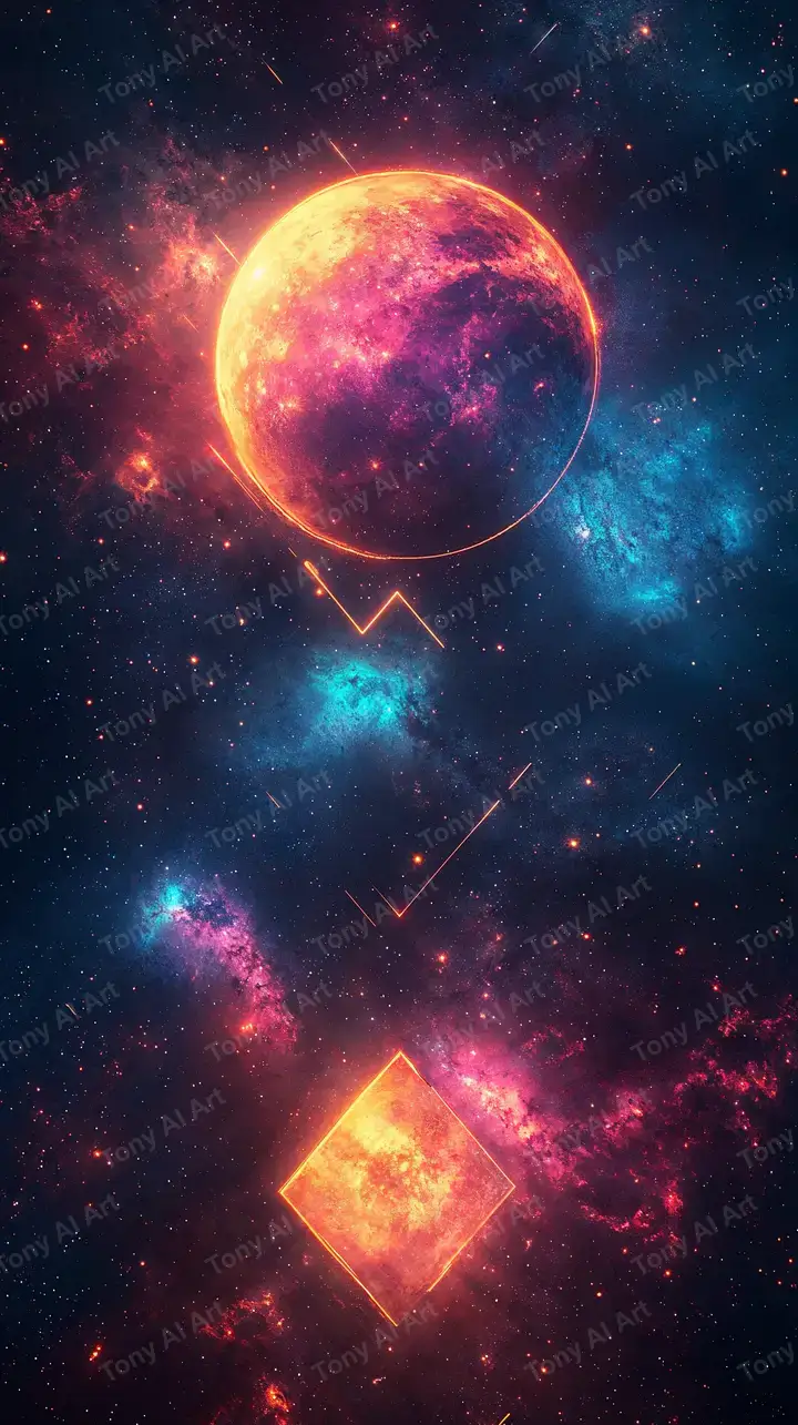 Quả Cầu Neon Cosmic - Hình Nền AI Art Vũ Trụ 4K